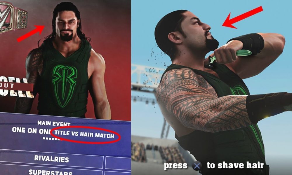 WWE 2K18 - What Happens if Roman Reigns LOSES a Hair vs 
